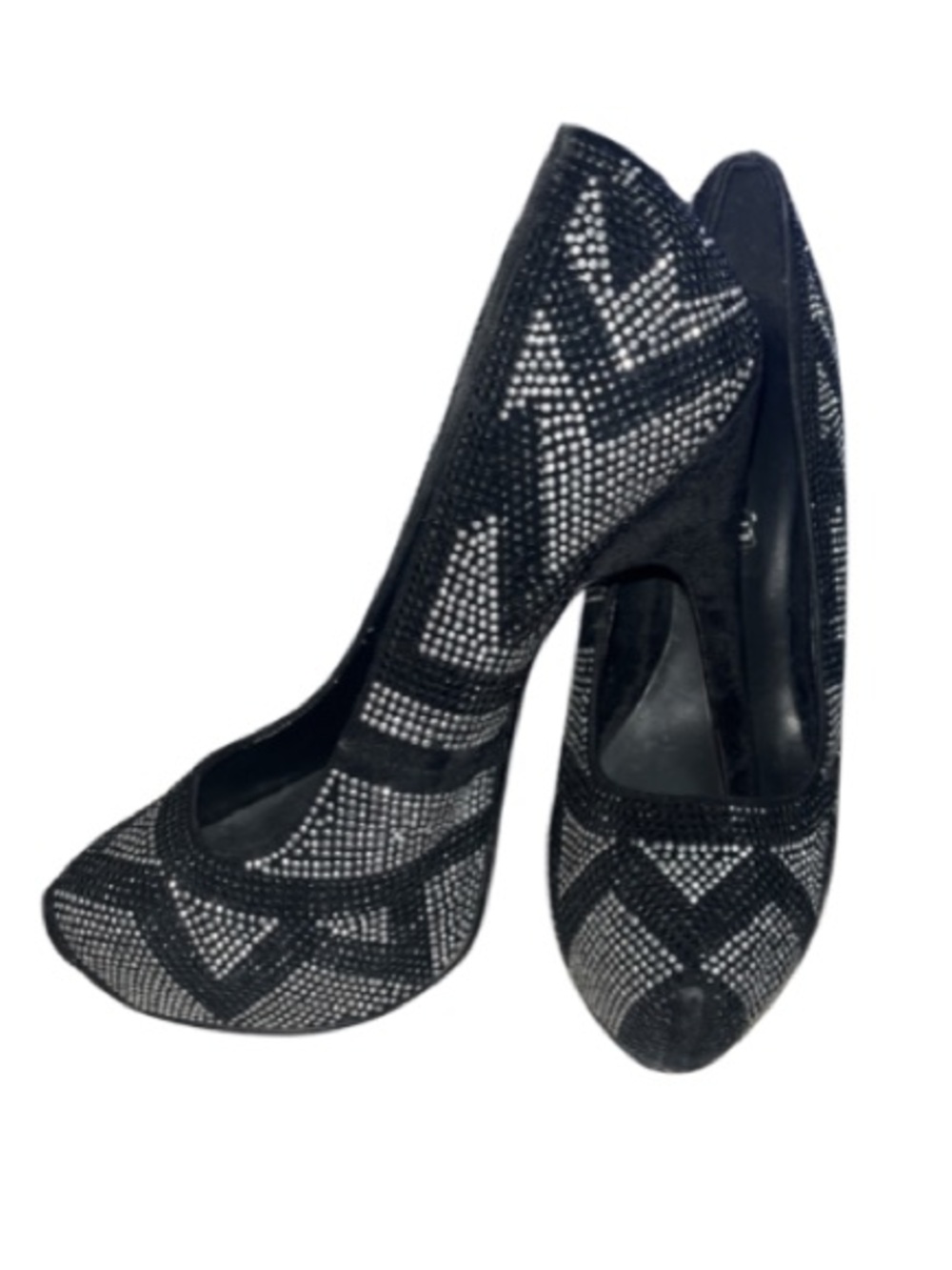 ALDO “Gruz” Black
Silver Chevron Rhinestone
Platform Pumps Heel Size 8
